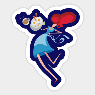 Dancing Waitress Sticker